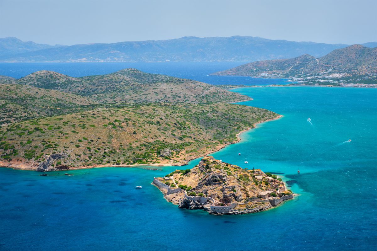 Spinalonga Island with Venetian fortress in Crete, Greece