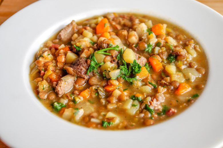 lentil soup with apaki_traditional cretan food_elissos