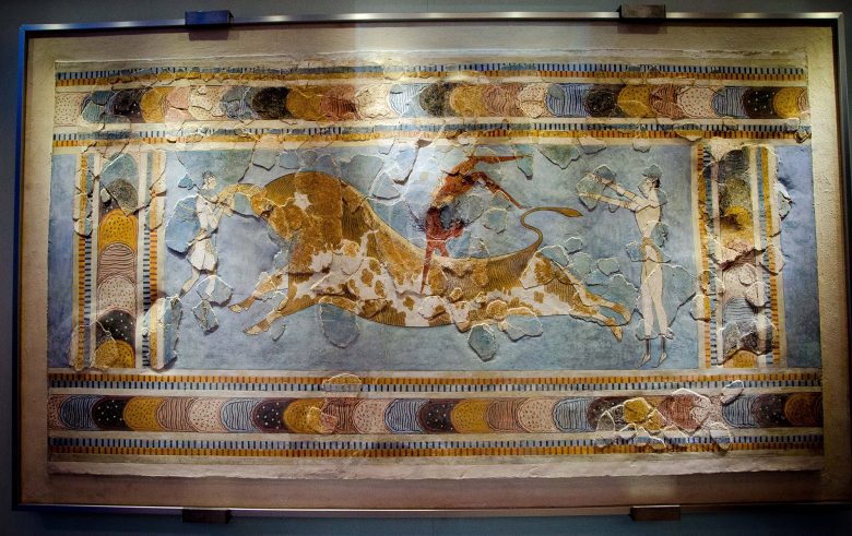 bull leaping fresco_heraklion museum_crete private tours_elissos