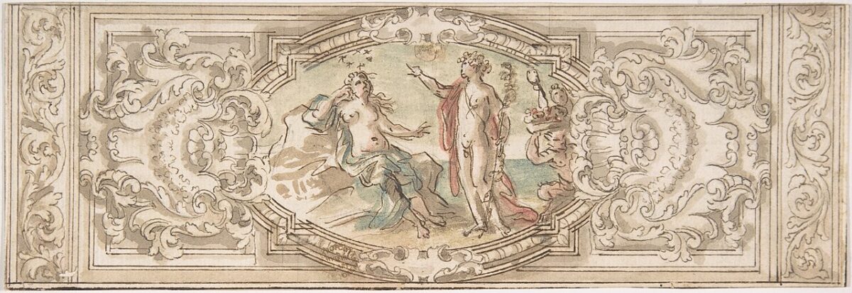 17th-century drawing of Bacchus and Ariadne by an anonymous Roman-Bolognese artist