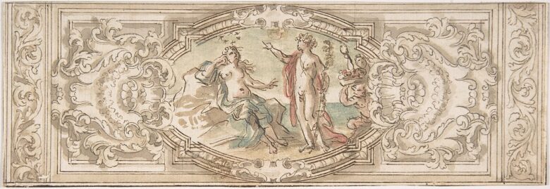 17th-century drawing of Bacchus and Ariadne by an anonymous Roman-Bolognese artist