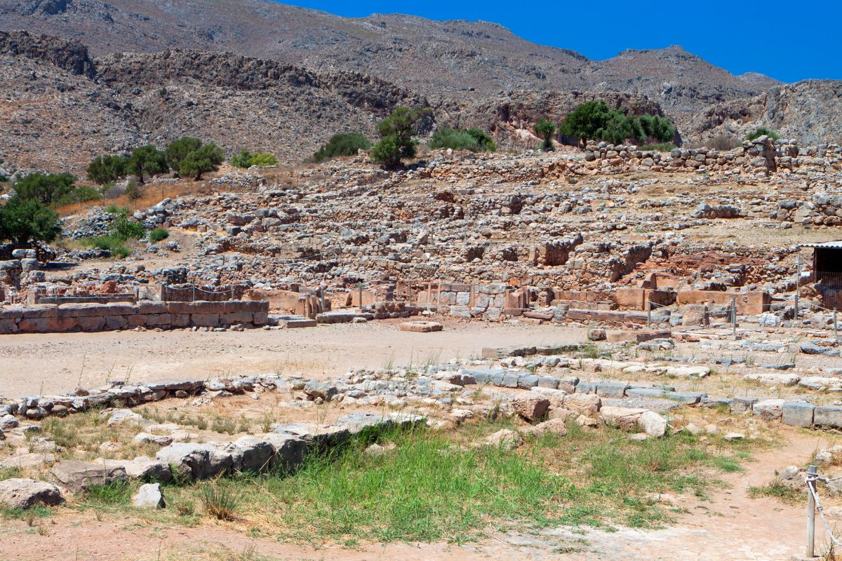 Ruins of the Minoan Palace of Zakros archaeological site in Crete, Greece.