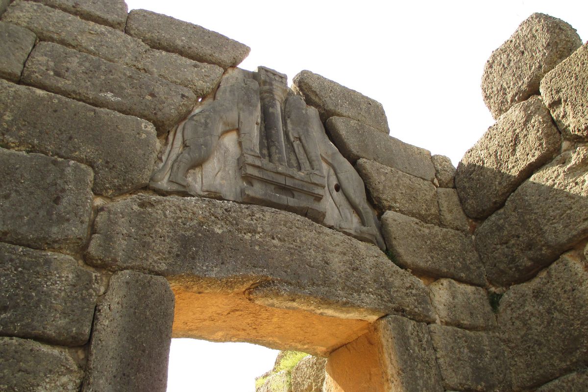 Lion Gate at Mycenae showcasing Mycenaean architecture and ancient Greek history.