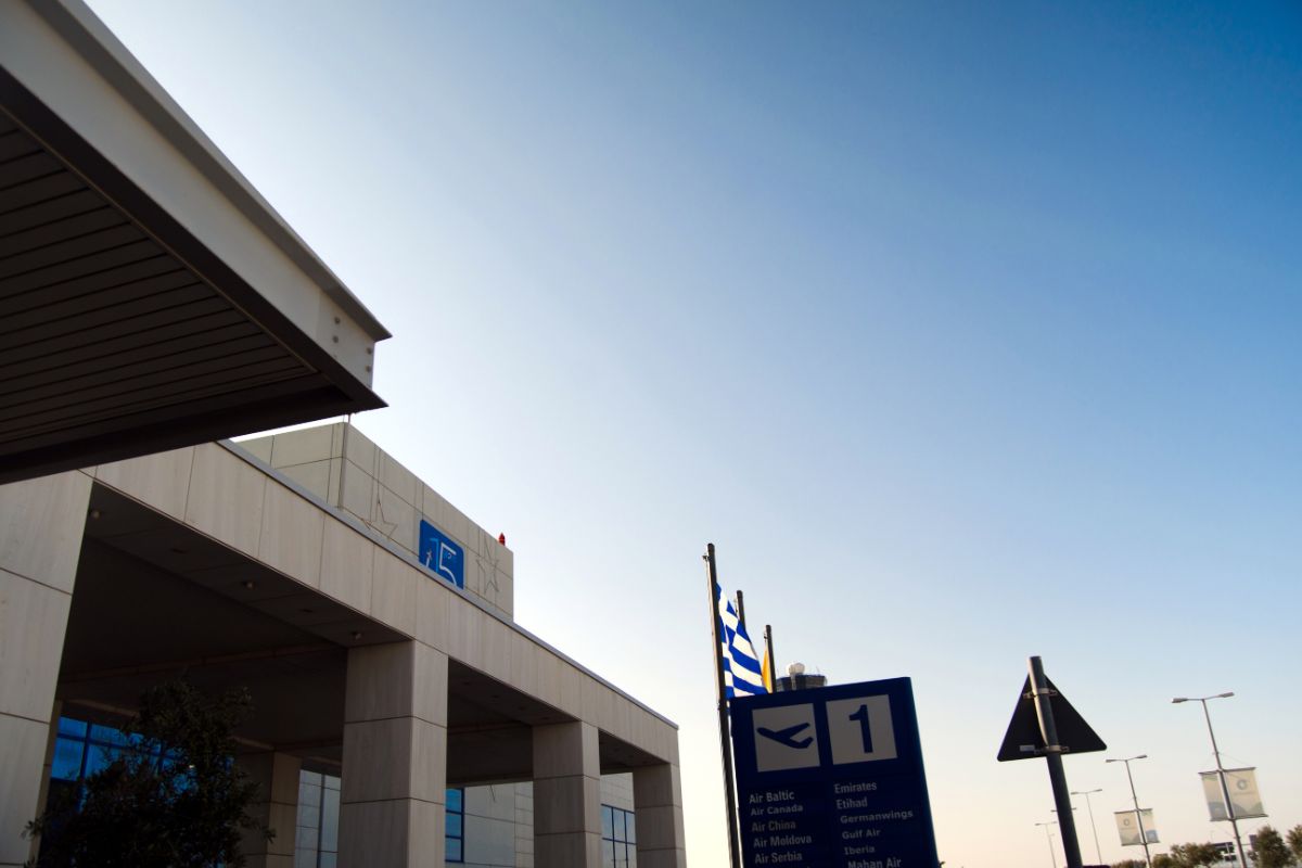 Athens International Airport departure terminal.