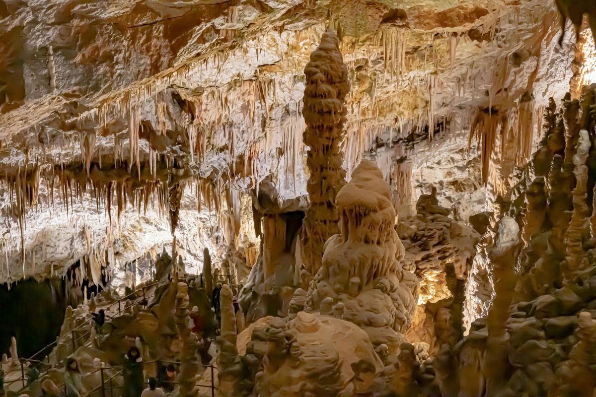 Stalactites and stalagmites inside the Idaean Cave (Ideon Andron) on Psiloritis Crete, a famous mythological site.
