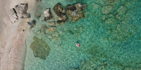 A view from above in Elafonisi beach, a paradise located in western Crete, Greece.