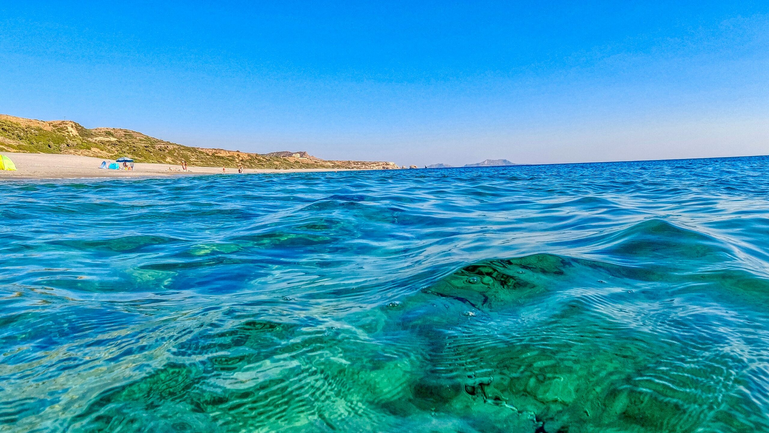 This picture is taken in Triopetra, a tropical beach in South Crete . South Rethymno. Crystal clear bluegreen water.