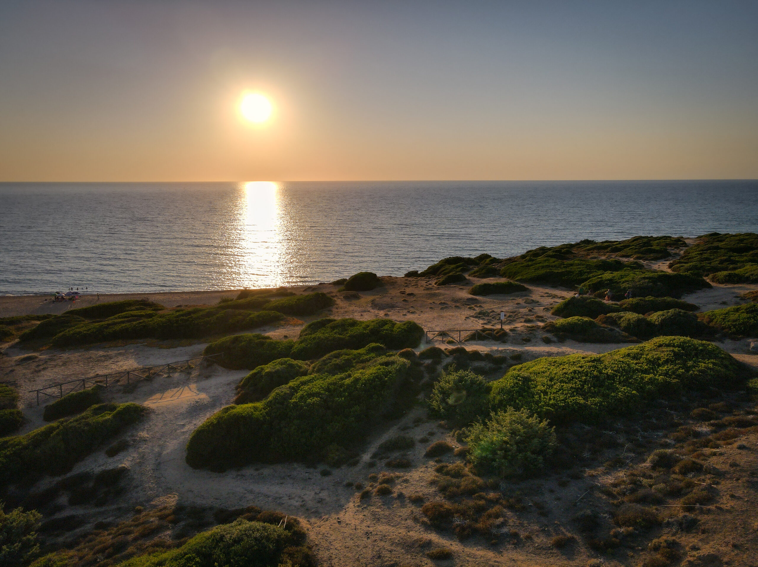 Golden sunset over the coastal landscape near Malia Crete