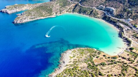 Scenic, Recreational white sand beach. The most beautiful beach of Agios Nikolalos. Voulisma Beach or Golden Beach or Istro Beach. Every time you get there time stops.