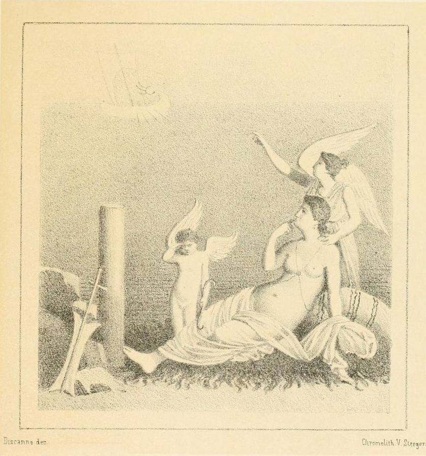Ariadne abandoned on Naxos in a Pompeii wall painting by Geremia Discanno