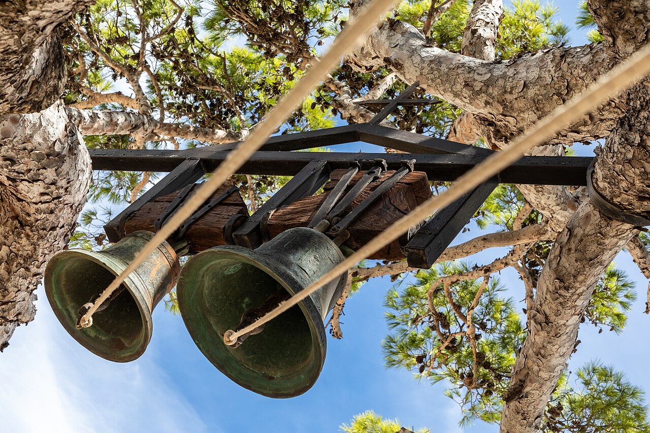 Bells in the courtyard of Preveli Monastery in Crete