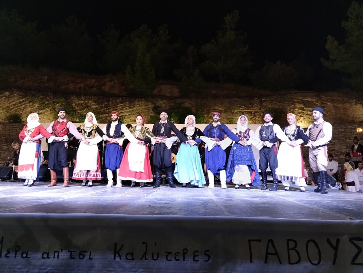 Traditional Cretan dancers in costume at the Gavoustima folk festival in Crete